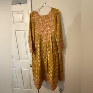 Elegant Gold and Pink Kids Dress